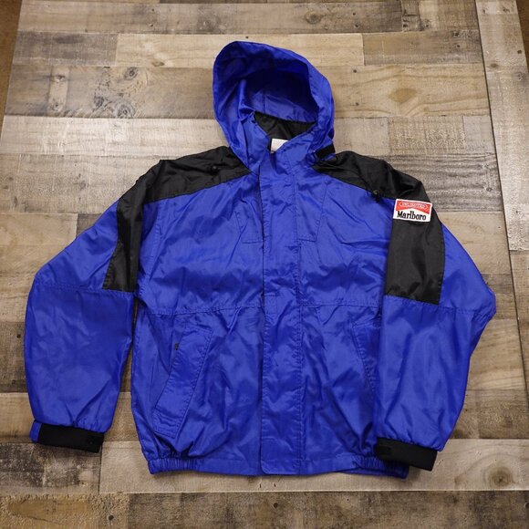 Marlboro Other - Marlboro windbreaker jacket full zip adult medium blue black rain proof vintage